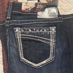 Ariat Women's Dark Blue Boot Cut Jeans with Embellished Pocket